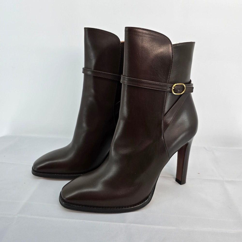 Ralph Lauren Purple Label Nellie‎ Bootie Dark Brown Leather Boots 38 B $1195